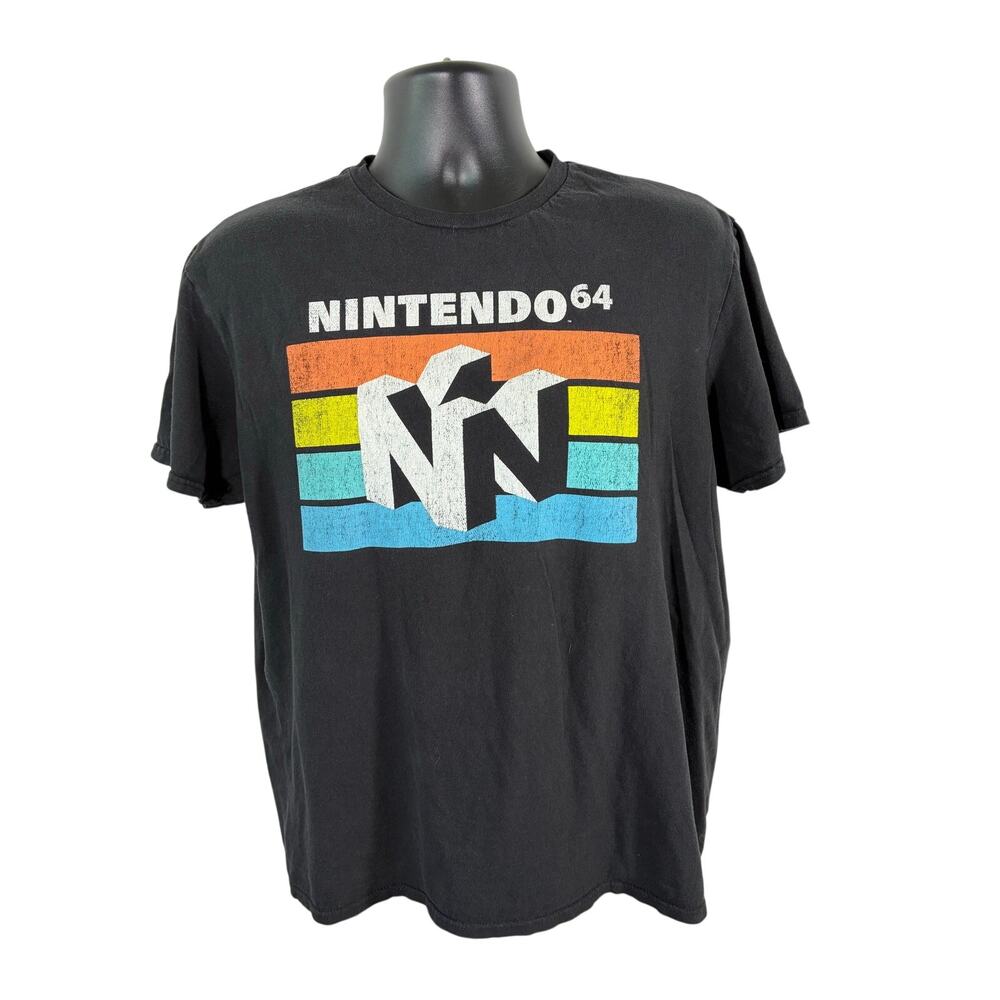 Nintendo 64 N64 Retro Logo Black T Shirt Large